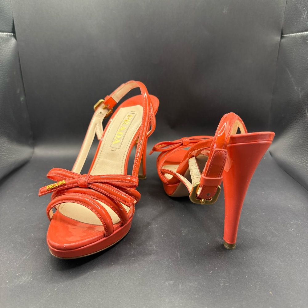 Prada Coral patent leather slingback heels - Picture 3 of 14